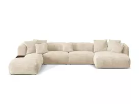 Modulinė U formos kampinė sofa - kairė, Martina, 5 sėdimos vietos, 406x280x75, šviesiai smėlio spalvos