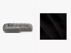 Velvet kampinė sofa - kairė, Diana, 3 vietų, 294x182x72, juoda