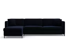 Velvet kampinė sofa - kairė lova, Gloria, 5 sėdimos vietos, 280x170x80, karališkos mėlynos spalvos
