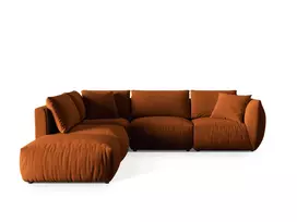 Velvet modulinė kampinė sofa - kairė, Chris, 4 sėdimos vietos, 295x290x80, terakota