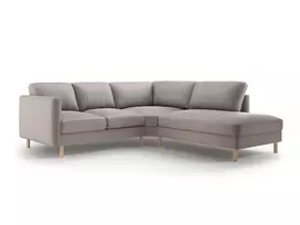 Velvet kampinė sofa - dešinė, Eden, 4 sėdimos vietos, 267x234x90, šiltai pilka