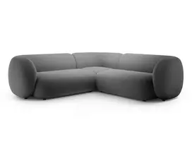 Velvet u formos modulinė kampinė sofa, Kate, 5 vietų, 252x252x76, tamsiai pilka