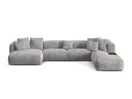 Modulinė U formos kampinė sofa - dešinė, Martina, 5 sėdimos vietos, 406x280x75, šviesiai pilka