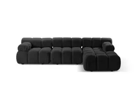 Velvet modulinė kampinė sofa - dešinė, Bellis, 4 sėdimos vietos, 282x155x70, grafito spalvos