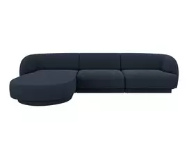 Boucle kampinė sofa - kairė, Miley, 4 sėdimos vietos, 255x156x70, tamsiai mėlyna