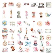 50 Cartoon Pink Sewing Machine Doodle Stickers Guitar Notebook Suitcase DIY Waterproof Stickers