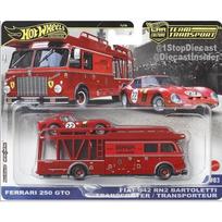 Hot Wheels Premium Team Transport Kolekcinis Modeliukas Ferrari 250 GTO and Fiat 642 RN2 Bartoletti Transporter (yra Sandėlyje)