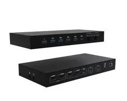 USB-C KVM dokas PRO Trys kompiuteriai Du vaizdo įrašai 2x Power Delivery max 92W