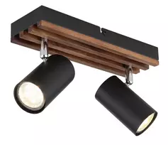 Taškinis šviestuvas GLOBO KAYDEN, 2xGU10 max 2x25W metalas/medis juodos sp  8x10x26cm