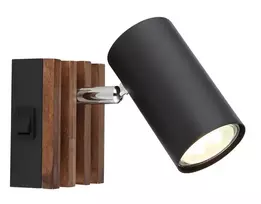 Taškinis šviestuvas GLOBO KAYDEN, 1xGU10 max 1x25W metalas/medis juodos sp 8x10x12,5cm