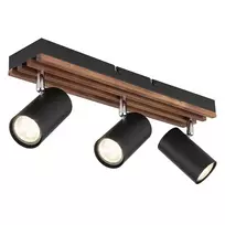 Taškinis šviestuvas GLOBO KAYDEN, 3xGU10 max 3x25W metalas/medis juodos sp 8x12,5x41cm