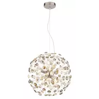 Pakabinamas šviestuvas GLOBO KATRINA, 8xG9 3,5W 3000K 4x350lm dūmų K9 kristalai ø40x150cm