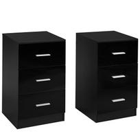 Costway komplektas iš 2 naktinių staliukų su 3 stalčiais biuro spintelės 37 x 34 x 66,5 cm juodos