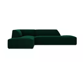 Velvet modulinė kampinė sofa - kairė, Ruby, 4 sėdimos vietos, 273x180x69, butelio žalia