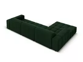 Velvet kampinė sofa - kairė, Jennifer, 4 sėdimos vietos, 284x166x70, butelio žalia