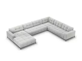 Velvet U formos kampinė sofa - dešinė, Mamaia, 7 sėdimos vietos, 327x256x75, sidabrinė