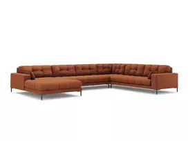 U formos kampinė sofa - dešinė, Mamaia, 7 sėdimos vietos, 327x256x75, plytų imitacija