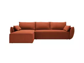 Kampinė Sofa lova - kairė su patalynės dėže, Kaelle, 4 sėdimos vietos, 252x165x87, terakota