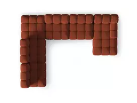 Modulinė U formos kampinė sofa - kairė, Bellis, 7 sėdimos vietos, 376x282x70, plytų imitacija