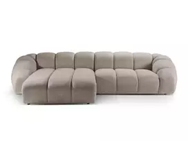 Velvet kampinė sofa - kairė, Diana, 4 sėdimos vietos, 334x182x72, tamsiai smėlio spalvos