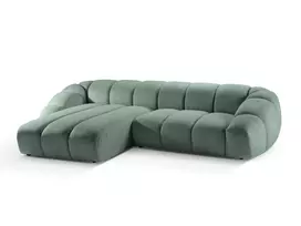 Velvet kampinė sofa - kairė, Diana, 4 sėdimos vietos, 334x182x72, mėtinė