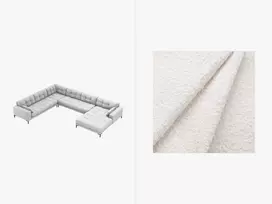 U formos kampinė sofa - kairė, Mamaia, 7 sėdimos vietos, 327x256x75, balta