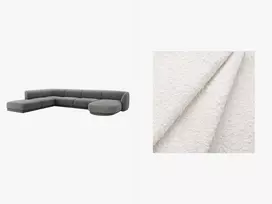 U formos kampinė sofa - kairė, Miley, 6 sėdimos vietos, 330x255x70, balta