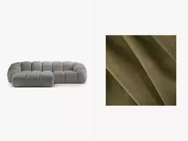 Velvet kampinė sofa - kairė, Diana, 3 vietų, 294x182x72, žalia