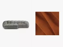Velvet kampinė sofa - kairė, Diana, 3 vietų, 294x182x72, terakota