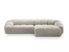 Velvet kampinė sofa - dešinė, Diana, 4 vietų, 334x182x72, smėlio spalvos
