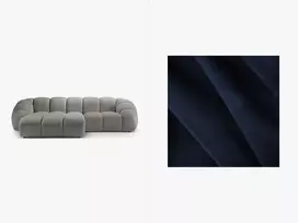 Velvet kampinė sofa - kairė, Diana, 3 vietų, 294x182x72, karališkoji mėlyna