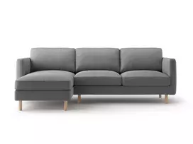 Velvet kampinė sofa - kairė, Eden, 3 vietų, 250x150x90, pilka