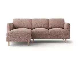 Kampinė sofa - kairė, Eden, 3 vietų, 223x150x90, rožinis melanžas