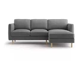 Velvet kampinė sofa - dešinė, Eden, 3 vietų, 223x150x90, pilka