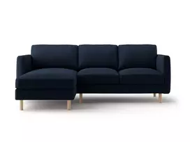 Velvet kampinė sofa - kairė, Eden, 3 vietų, 223x150x90, tamsiai mėlyna