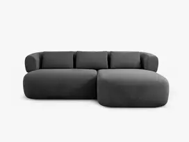 Velvet kampinė sofa - dešinė, Jenny, 5 vietų, 200x145x73, tamsiai pilka