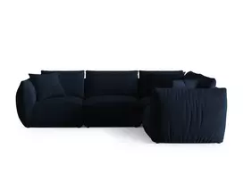 Velvet kampinė sofa - dešinė, Chris, 4 sėdimos vietos, 295x210x80, karališkoji mėlyna