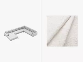 U formos kampinė sofa - dešinė, Mamaia, 7 sėdimos vietos, 327x256x75, balta