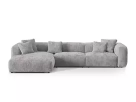 Modulinė kampinė sofa - kairė, Martina, 3 sėdimos vietos, 330x176x75, šviesiai pilka