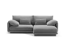 Velvet kampinė sofa - dešinė, Torino, 3 vietų, 220x170x83, šviesiai pilka