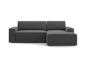 Velvet kampinė sofa - dešinė lova su patalynės dėže, Jodie, 3 sėdimos vietos, 246x151x86, pilka