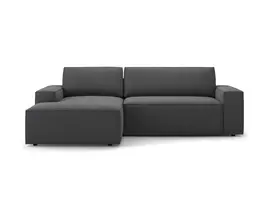 Kampinė Sofa lova - kairė su patalynės dėže, Jodie, 3 sėdimos vietos, 246x151x86, tamsiai pilka