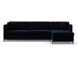 Velvet kampinė sofa - dešinė lova, Gloria, 4 sėdimos vietos, 260x170x80, karališkos mėlynos spalvos