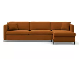 Kampinė Sofa lova - dešinė su patalynės dėže, Gloria, 5 sėdimos vietos, 280x170x80, plytų imitacija