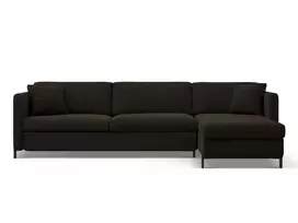 Kampinė Sofa lova - dešinė su patalynės dėže, Gloria, 4 sėdimos vietos, 260x170x80, tamsiai pilka