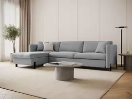 Kampinė Sofa lova - kairė su patalynės dėže, Gloria, 4 sėdimos vietos, 260x170x80, šviesiai pilka