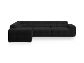 Velvet kampinė sofa - kairė, Kendal, 6 sėdimos vietos, 332x231x79, juoda