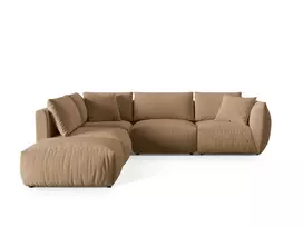 Velvet modulinė kampinė sofa - kairė, Chris, 4 sėdimos vietos, 295x290x80, smėlio spalvos