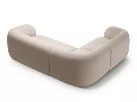 Velvet modulinė kampinė sofa - kairė, Kate, 4 sėdimos vietos, 252x220x76, smėlio spalvos