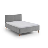 Pilkos spalvos dvigulė lova audiniu dengta su lovos grotelėmis 140x200 cm Piano – Meise Möbel